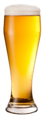 Frosty glass of light beer