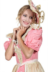 Woman in a pink costume