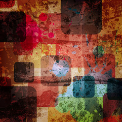 squares on the grunge wall, abstract  background