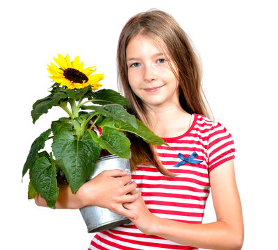 M&auml;dchen Blumen Sonnenblume