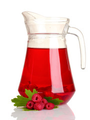 raspberries and juice isolated on white