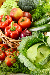 Vegetables in wicker basket