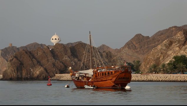 Old wooden ship in Muscat, Oman