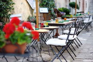 Outdoor cafe in Italian town