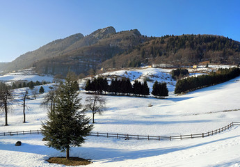 panorama of the mountains of the Alps in winter