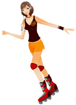 Side view of woman skating