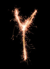 Letter Y. Real sparkler alphabet