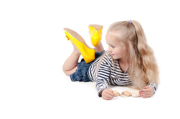 Little cute girl in studio