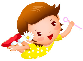 Side view of girl flying