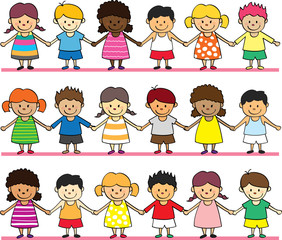 happy children holding hand