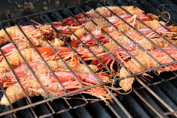 Grilled king prawns