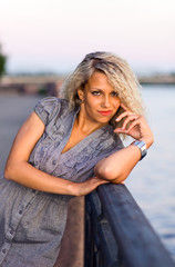 Fototapeta premium woman on a quay.
