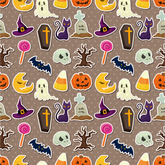 cartoon Halloween seamless pattern.