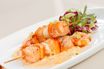 Seafood kebab