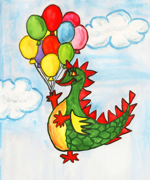 Dragon with air balloons