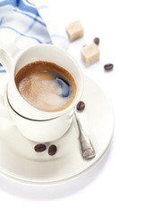 Closeup shot of freshly prepared cup of italian espresso