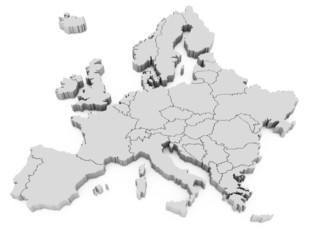 Europe 3D map - obrazy, fototapety, plakaty