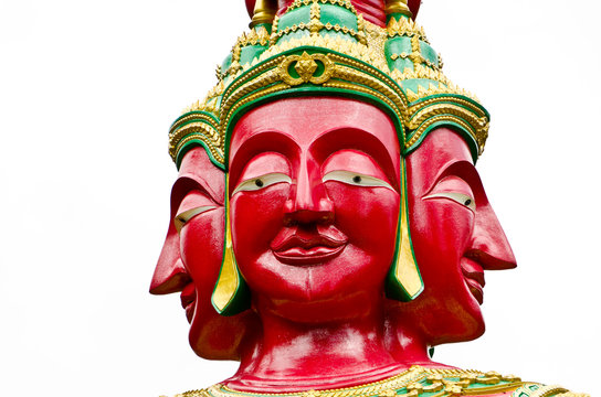 Red Brahma face of budha image