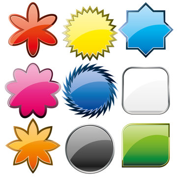 Set of shiny colorful glass buttons, vector illustration