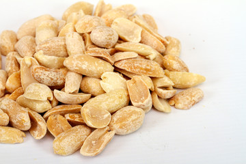 Close-up image of peanuts studio isolated on white background