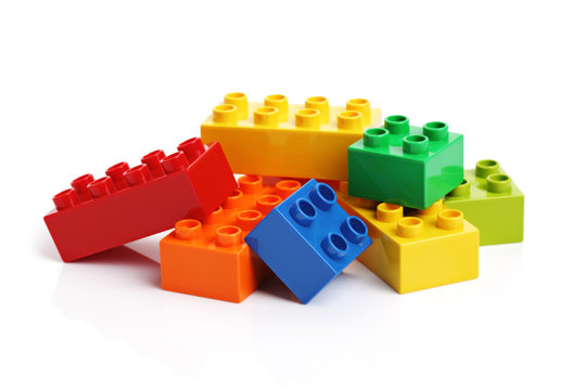 Building blocks on a white background