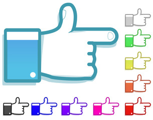 colorful hand sign set isolated on white background