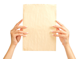 Paper in a woman's hands