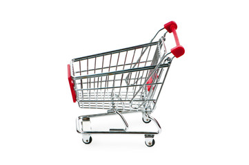 Shopping cart against the white background