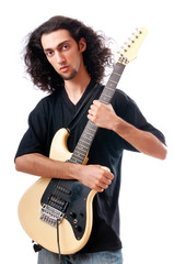 Guitar player isolated on the white background