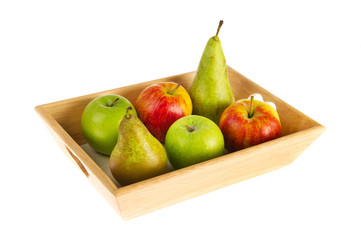 Wooden tray with fresh fruit