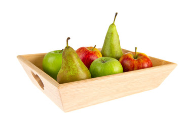 Wooden tray with fresh fruit