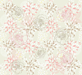 Fototapeta na wymiar Seamless floral pattern. Background with summer flowers