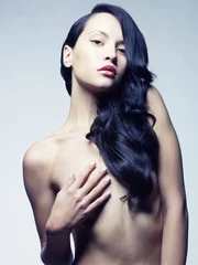 Poster Im Rahmen Beautiful nude woman with long hair © soup studio