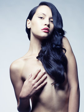 Fototapeta Beautiful nude woman with long hair