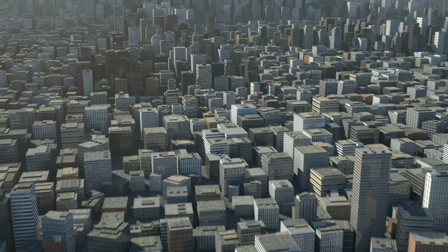flight over 3d city - high quality 3d animation