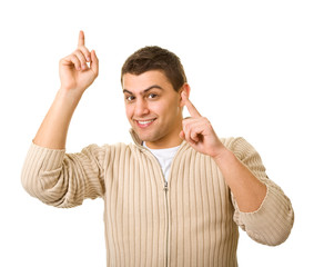 Naklejka premium man shows a different gestures
