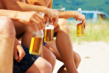 Close up beer in hand