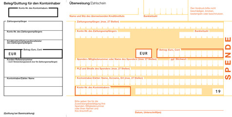 Spende (19) Quittung links Vektor Vorlage &Uuml;berweisungstr&auml;ger