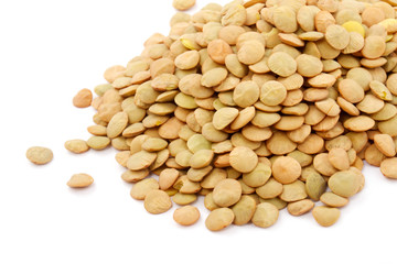 Brown lentils scattered