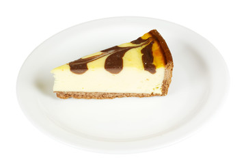 Gourmet slice of cheesecake on the white background