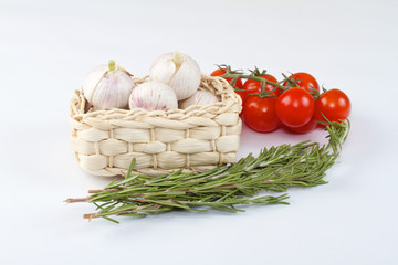 Garlic, tomato, rosemary
