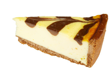Gourmet slice of cheesecake on the white background