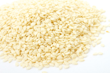 A close up on a pile of dried Sesame Seed isolated