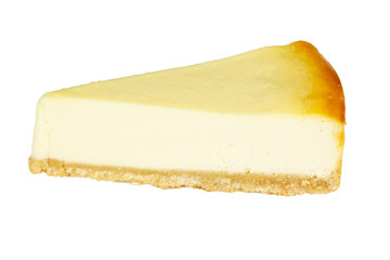 Gourmet slice of cheesecake on the white background