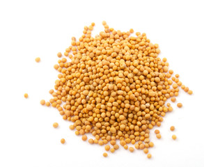 Yellow mustard seeds isolated