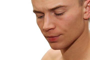 Fototapeta premium young man eating red caviar
