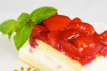 cake with strawberry topping