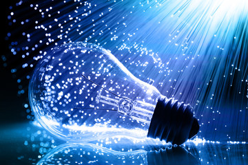 Fiber optics background with lots of light spots