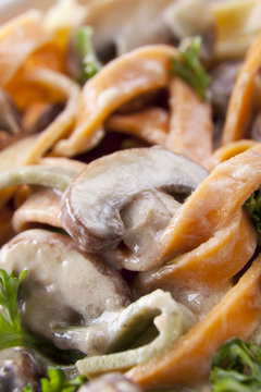 Close up Mushroom Fettucini