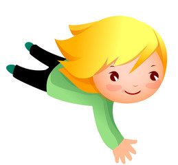 Side view of boy flying